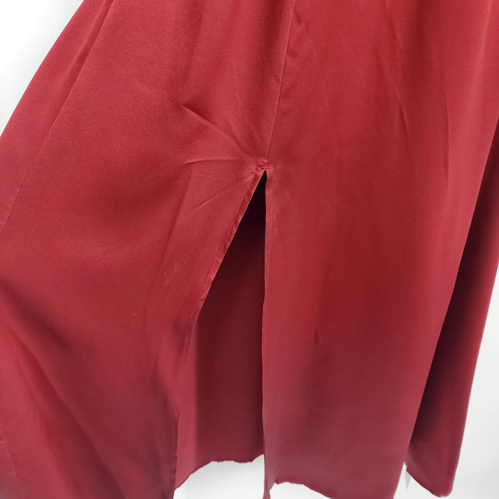 Silk Maison Cleopatra Bridal Silk Maxi Dress Front Slit In Burgundy Size Small — image 6 of 8